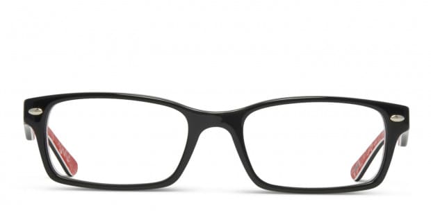 Ray Ban 5206 Black w Red Eyeglasses Includes FREE Rx Lenses