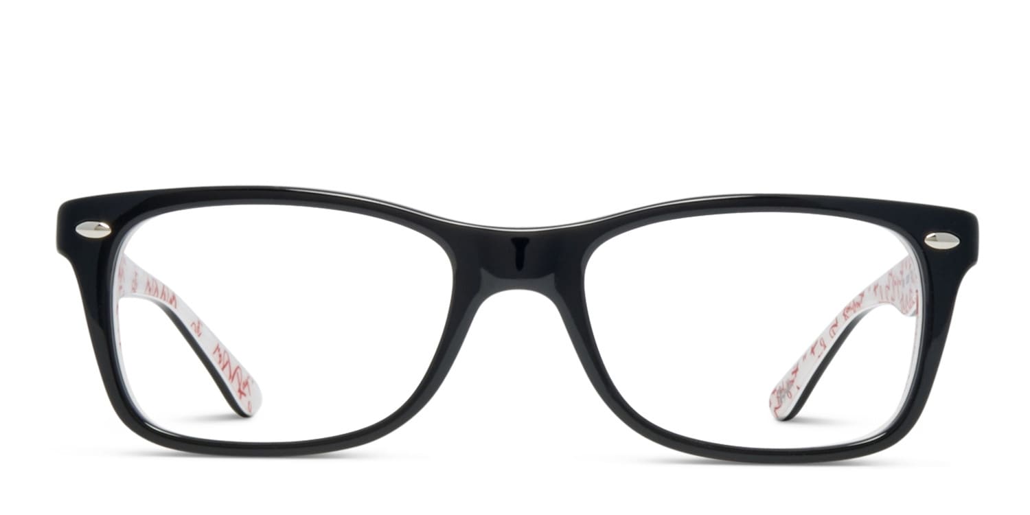 Ray-Ban RX5228 Shiny Black, White glasses - White / Shiny Black - Frontal View