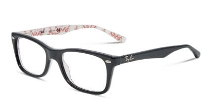 Ray-Ban RX5228 Shiny Black, White glasses - White / Shiny Black - Angle View