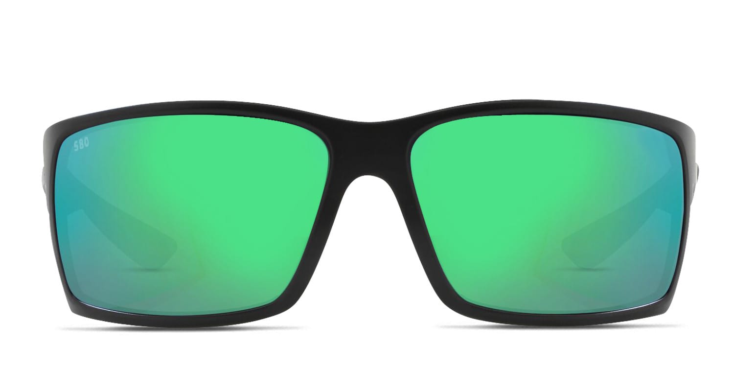 Costa Del Mar 6S9007 Reefton Matte Black, Green glasses - Matte Black / Green - Frontal View
