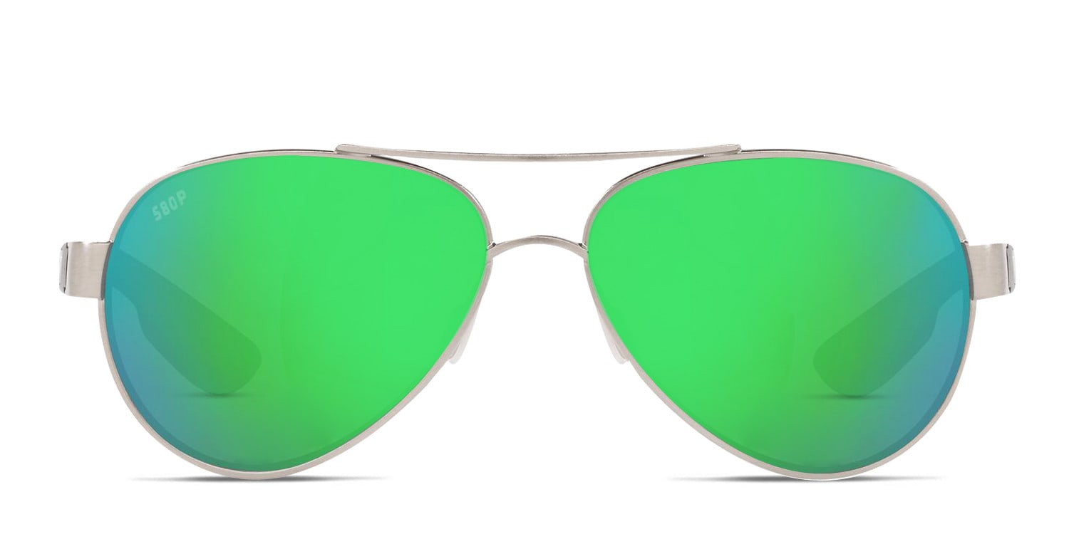 Costa Del Mar 06S4006 Loreto Silver, Green glasses - Silver / Green - Frontal View
