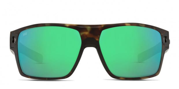 Costa Del Mar 6S9034 Diego tortoise frame with green mirrored 580g lenses. Lenses provide 100 UV protection