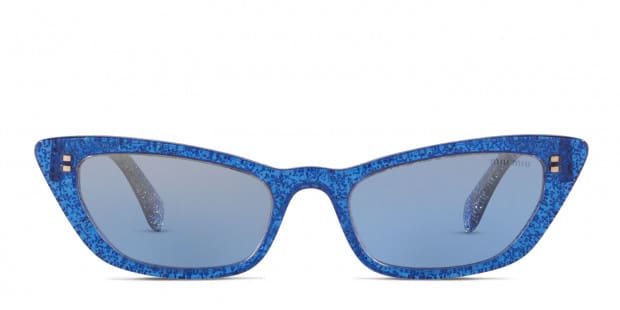 Miu Miu MU10US Glitter Blue Prescription Sunglasses 50 Off Lenses