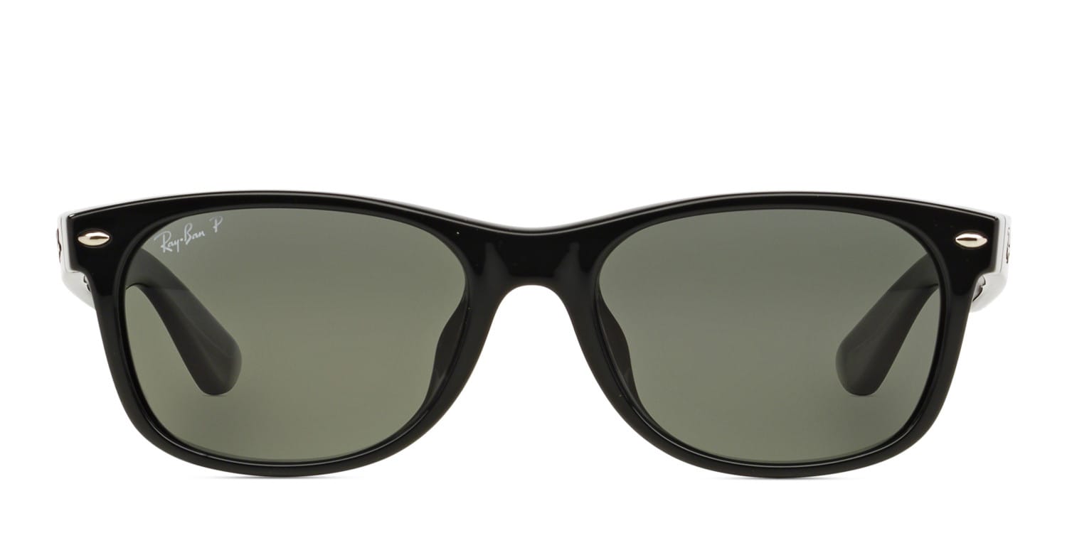 Ray-Ban 2132F New Wayfarer Shiny Black/Green Sunglasses