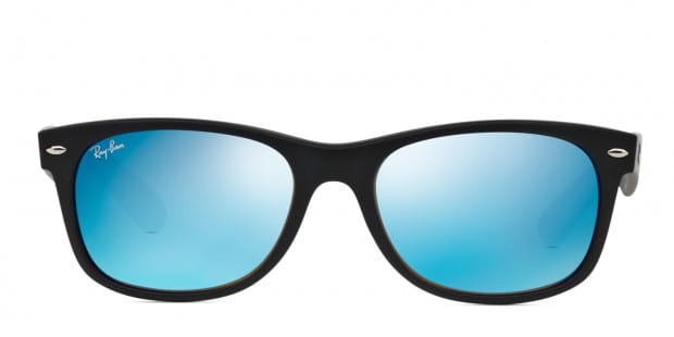 Ray Ban RB2132 New Wayfarer Matte Black Blue Sunglasses
