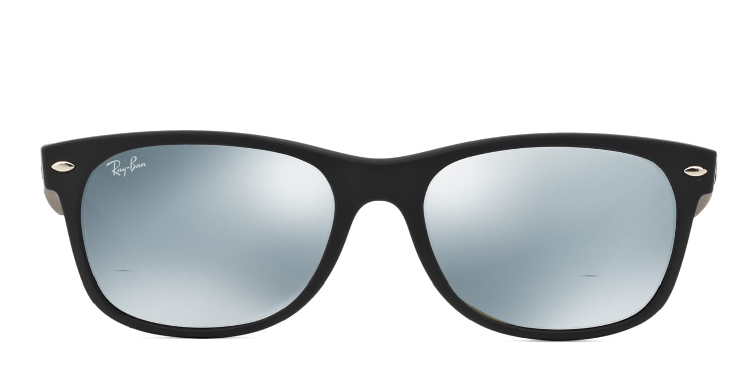Ray-Ban RB2132 New Wayfarer Matte Black, Silver glasses - Matte Black / Silver - Frontal View