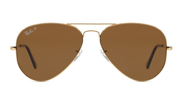 Ray-Ban RB3025 Aviator Large Metal Gold, Brown, Clear Sunglasses