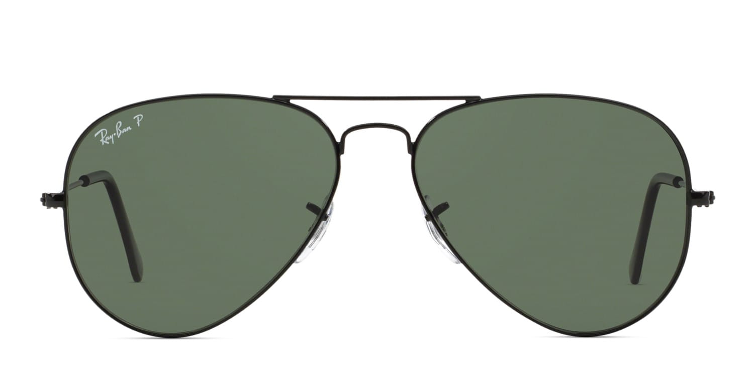 Ray-Ban RB3025 Aviator Large Metal Black, Green glasses - Black / Green - Frontal View