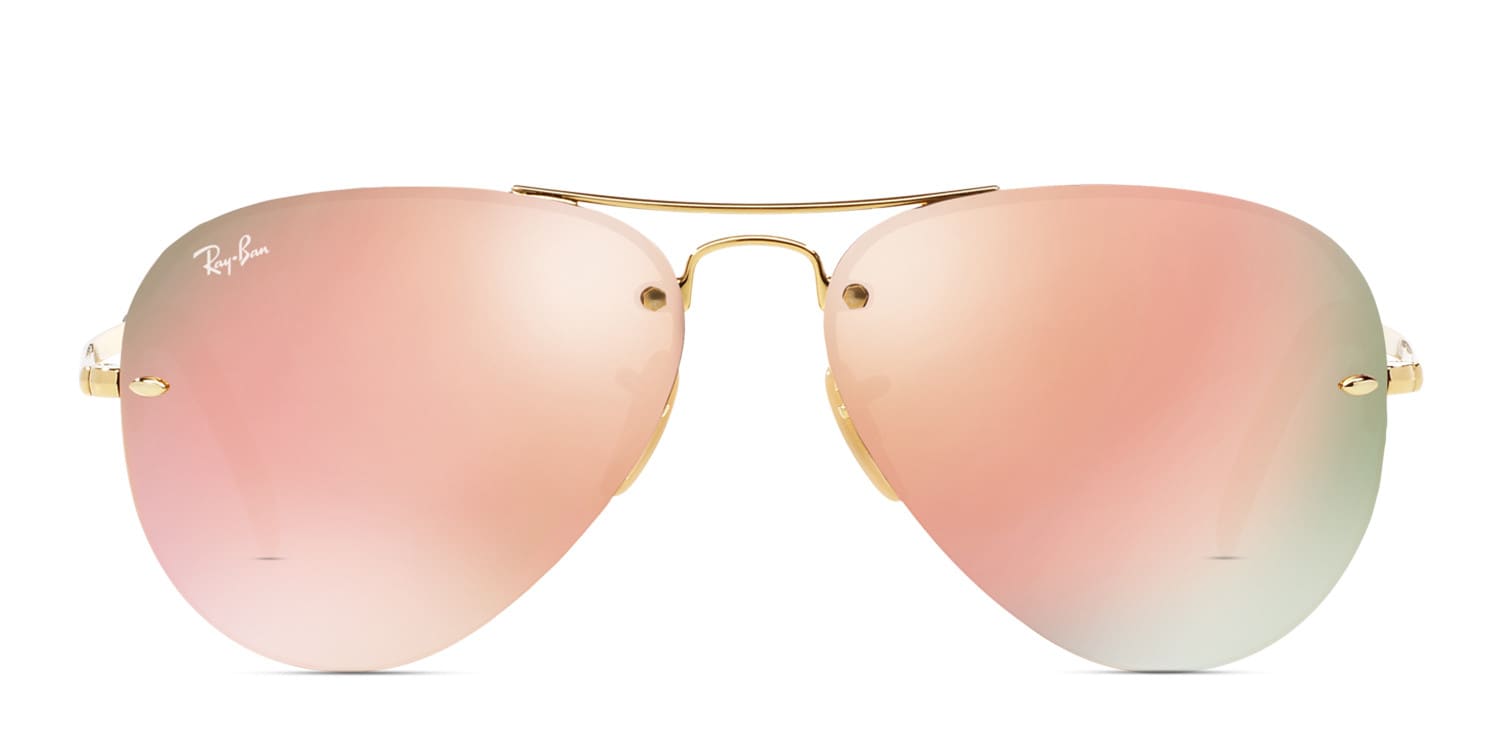 Ray-Ban RB3449 Gold w/Brown/Pink glasses - Brown / Pink / Gold - Frontal View