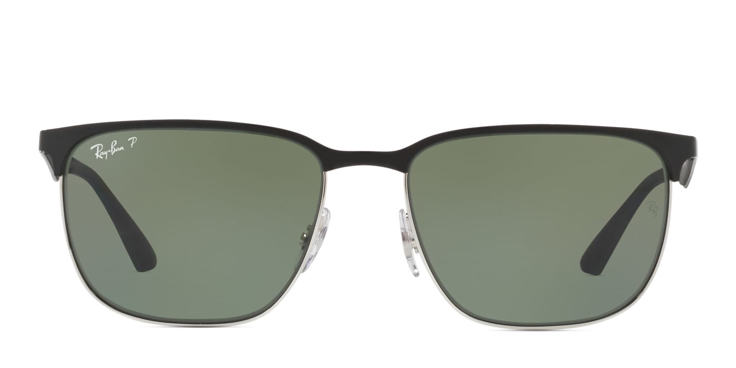 Ray-Ban 3569 Shiny Black w/Green Polarized glasses - Black / Green - Frontal View