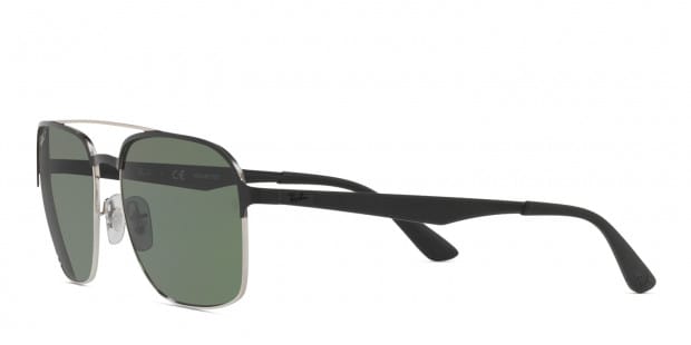 Ray Ban 3570 Silver Shiny Black w Green Polarized