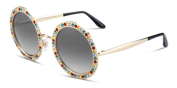 美品ドルガバ ラウンド ストーン サングラス DG2170-B 1190 Dolce & Gabbana DG2170B Gold w/Multicolor Prescription