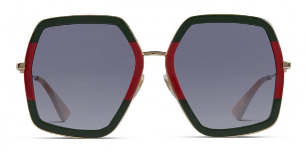 Gucci GG0106S Green Red w Gold Prescription Sunglasses