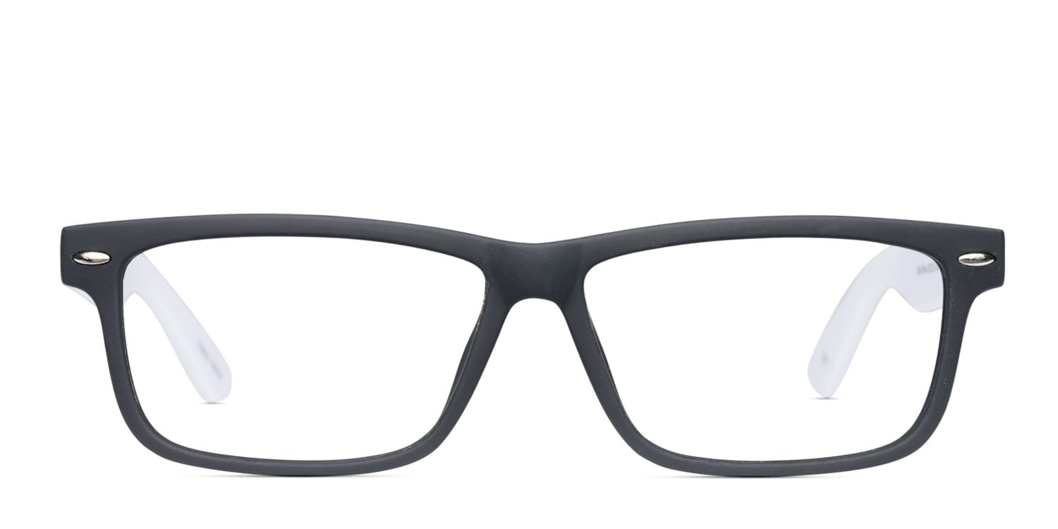 Everett Black w/White glasses - Black / White - Frontal View