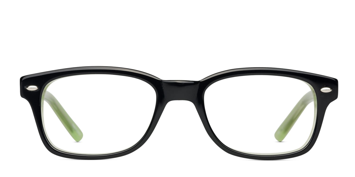 Emerson Black/Green Kids glasses - Black / Green - Frontal View
