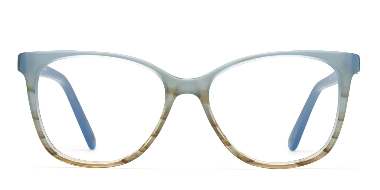 Tandy Clear Blue w/Taupe glasses - Blue / Beige - Frontal View