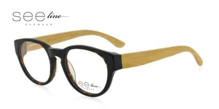 See-Line 1004 Tortoise w/Wood NA glasses - Tortoise - Angle View