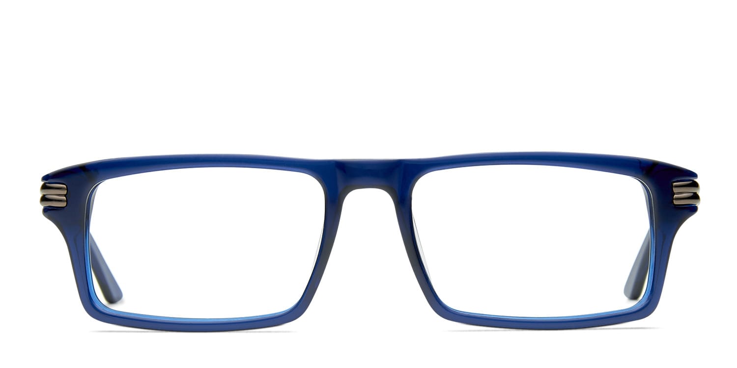 Davis Dark Blue glasses - Blue - Frontal View