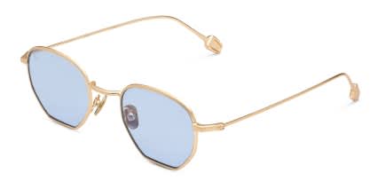 FORK Cutoff Gold, Blue glasses - Gold / Blue - Angle View