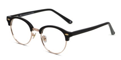 Muse Brookline Shiny Black, Gold glasses - Shiny Black / Gold - Angle View