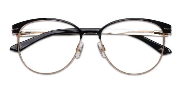 Amelia E. Plymouth Black/Gold Eyeglasses | Includes FREE Rx