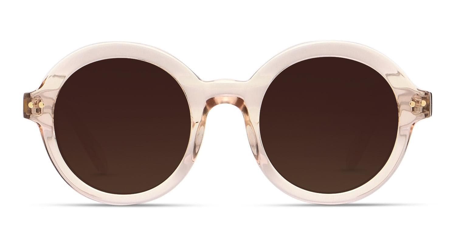 Reality Women\'s Semi Clear Plastic Round Lenses Sunglasses Brown Neutral Fashion Vintage TR90 Photochromic Brown Reading Glasses  main image 4