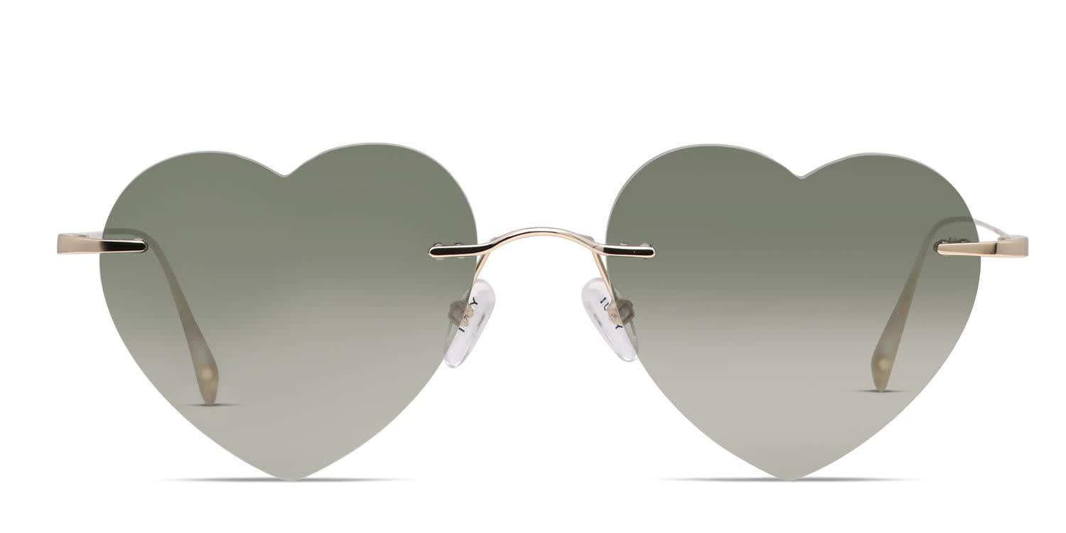 Yoji Love-4-All Gold, Green glasses - Gold / Green - Frontal View