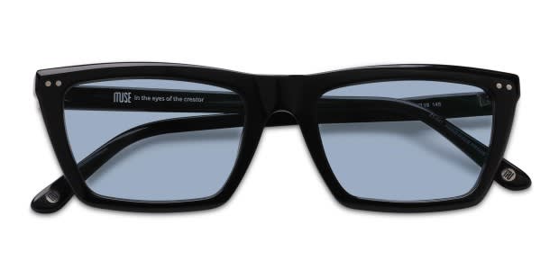 Muse Flair Shiny Black, Blue Prescription Sunglasses