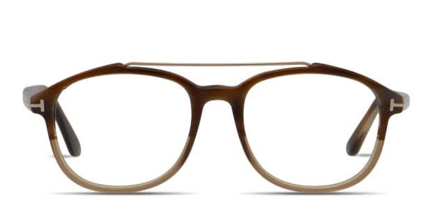 Tom Ford TF5454 Brown/Beige/Clear Prescription Eyeglasses