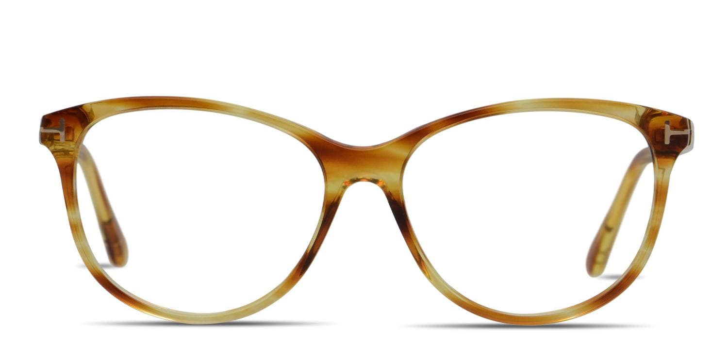 Tom Ford TF5544-B Tortoise/Yellow/Clear glasses - Tortoise / Yellow / Clear - Frontal View