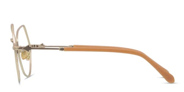Karen Walker Virginia Gold/Brown Eyeglasses | Includes FREE Rx Lenses