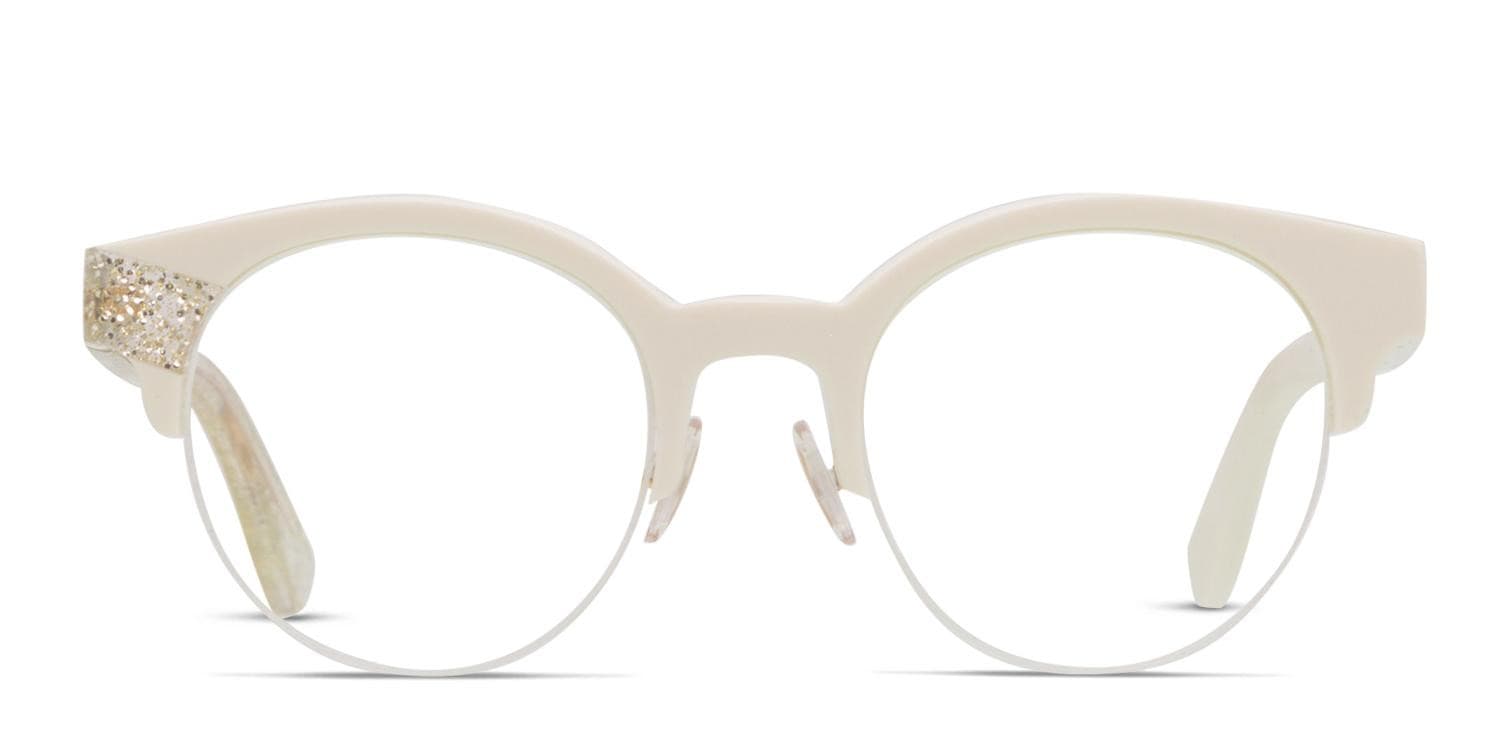 Jimmy Choo JC151 White/Glitter Eyeglasses | Includes FREE Rx Lenses