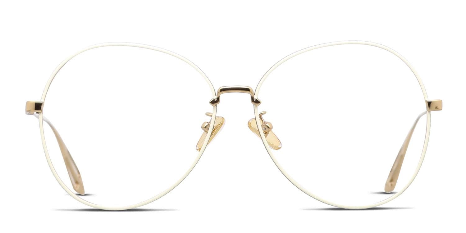 Karen Walker Curie White/Gold Prescription Eyeglasses