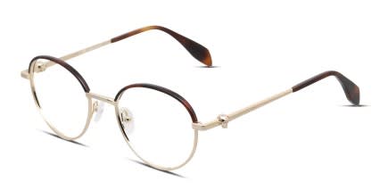 Alexander McQueen AM0153O Gold, Tortoise glasses - Gold / Tortoise - Angle View