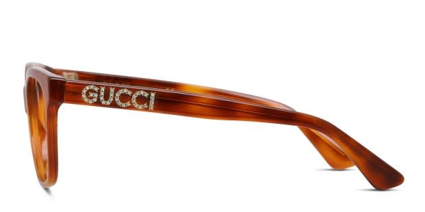Gucci GG0420O Tortoise/Orange/Clear Eyeglasses | Includes FREE Rx