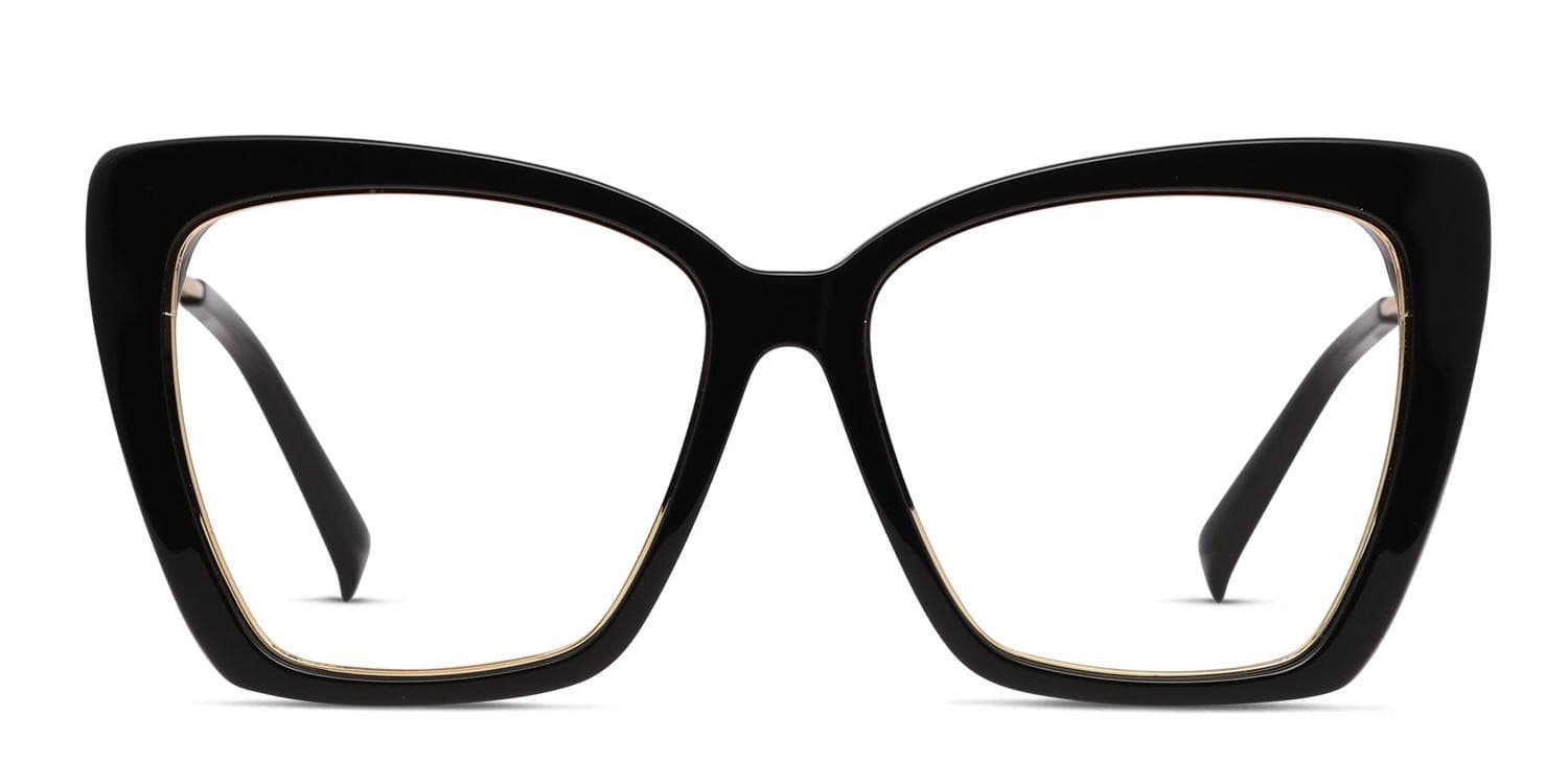 Diff Becky IV Shiny Black/Gold glasses - Shiny Black / Gold - Frontal View