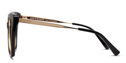 Diff Becky IV Shiny Black/Gold glasses - Shiny Black / Gold - Side View