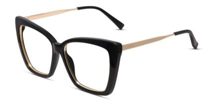 Diff Becky IV Shiny Black/Gold glasses - Shiny Black / Gold - Angle View