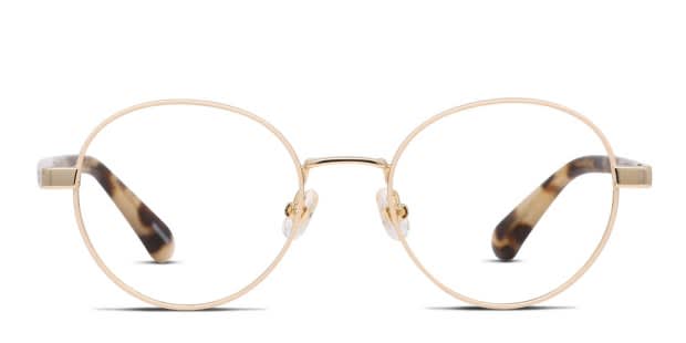 KATE SPADE ブルーライトカットメガネ ラウンド ゴールド Kate Spade Marciann Gold/Beige/Tortoise Eyeglasses | Includes FREE