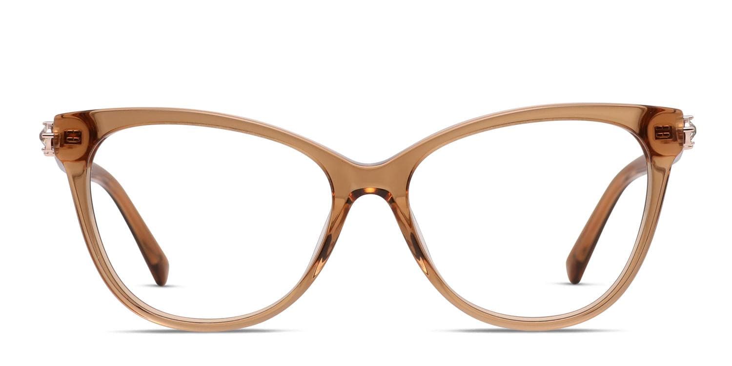 LGB With Swaro 410 スカル スワロフスキー ラインストーン Swarovski SK5441 Brown/Clear Eyeglasses | Includes FREE Rx Lenses