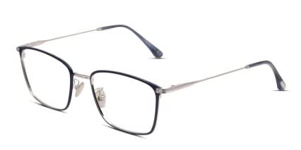 Tom Ford TF5774-D-B Blue, Silver glasses - Blue / Silver - Angle View