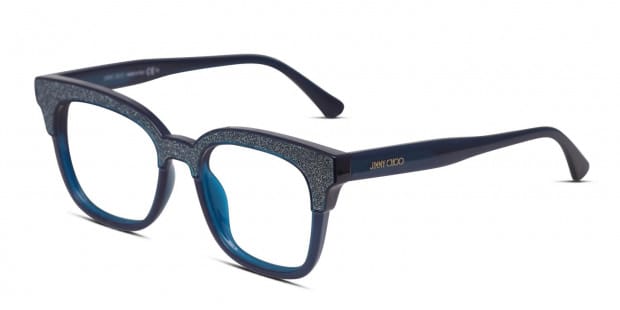 JIMMY CHOO スクエアフレムメカネ JC176 19K Jimmy Choo JC176 Blue/Glitter Prescription Eyeglasses