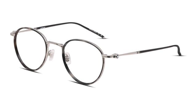 Mont Blanc MB0162O Tortoise, Gray, Silver Prescription Eyeglasses