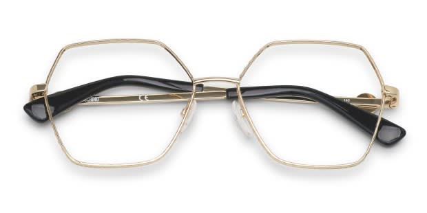Moschino 不規則フレムメカネ MOS593 DDB Moschino MOS593 Gold Prescription Eyeglasses