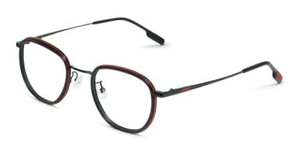 Kenzo KZ50097F Shiny Black, Red glasses - Shiny Black / Red - Angle View