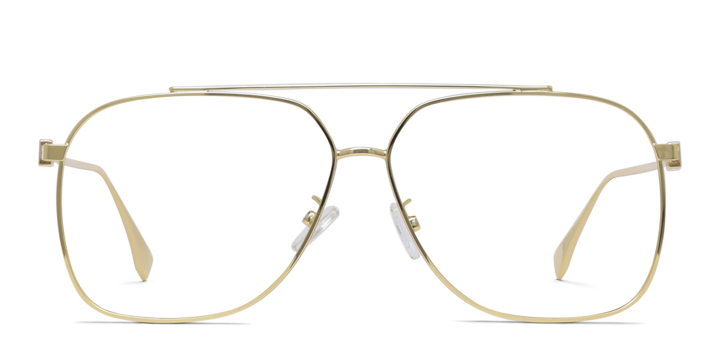 Fendi ゴールド ラージ スクエア メガネ Fendi FE50083U Gold Prescription Eyeglasses