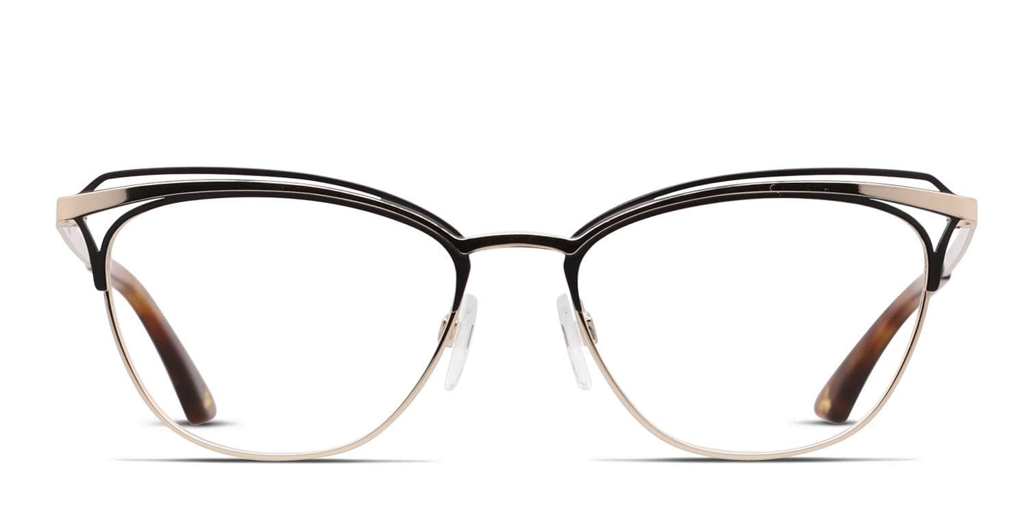 Amelia E. Bridgette Gold, Black glasses - Black / Gold - Frontal View