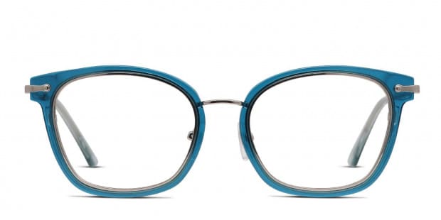 Amelia E. Vel Blue/Clear/Silver Eyeglasses | Includes FREE Rx Lenses