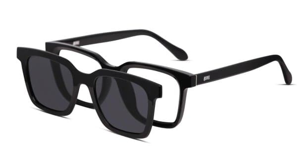 Revel Rafa w/Clip-On Shiny Black Eyeglasses | Includes FREE Rx Lenses