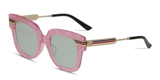 Gucci GG0281SA Pink, Glitter, Gold Prescription Sunglasses - 50